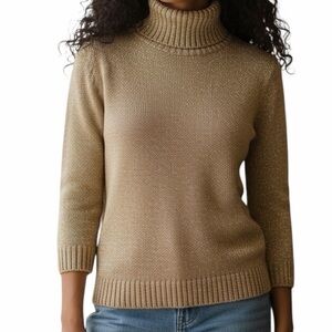 Lauren Ralph Lauren Metallic Gold Turtleneck Sweater MP